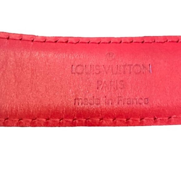 Louis Vuitton 85/34 Red Epi Leather Ceinture Belt Silver Buckle - Picture 8 of 8